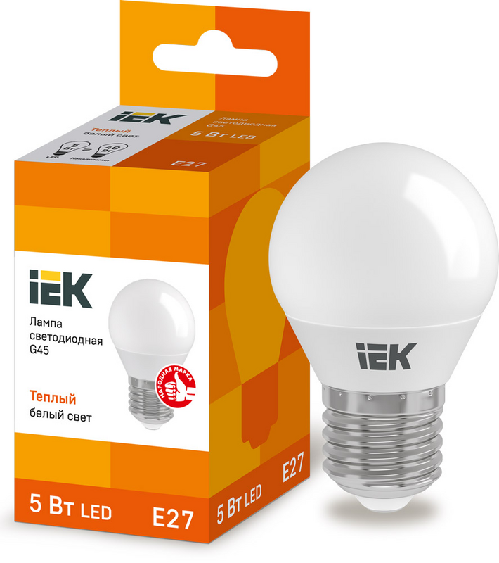 Лампа світлодіодна IEK (4606056442410) 5Вт, E27, 3000K